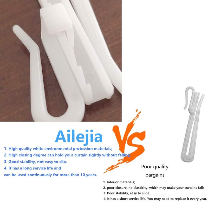 Ailejia 30 Pcs Plastic Adjustable Pinch Pleat Hook Depth Pinch Pleat Locking Curtain Tape Hook Curtain Hooks for Door Curtain and Shower Curtain (85mm.30pcs) - Image 5